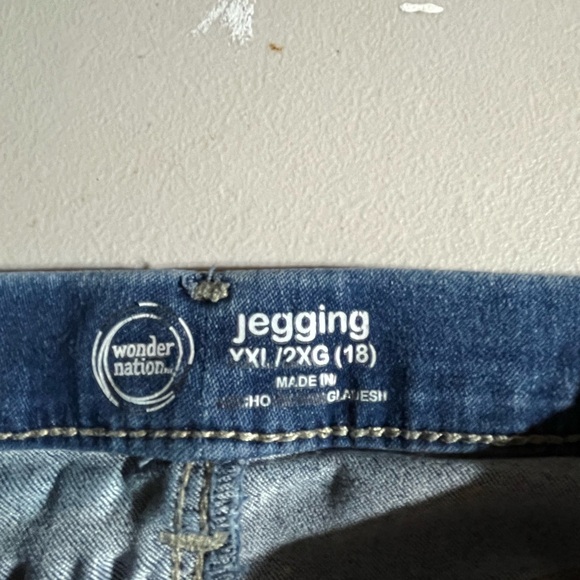 WONDER NATION GIRLS JEANS CROCHETED FLORAL PATTERN DOWN SIDE BOHO HIP XXL/2X 18 - Picture 5 of 8